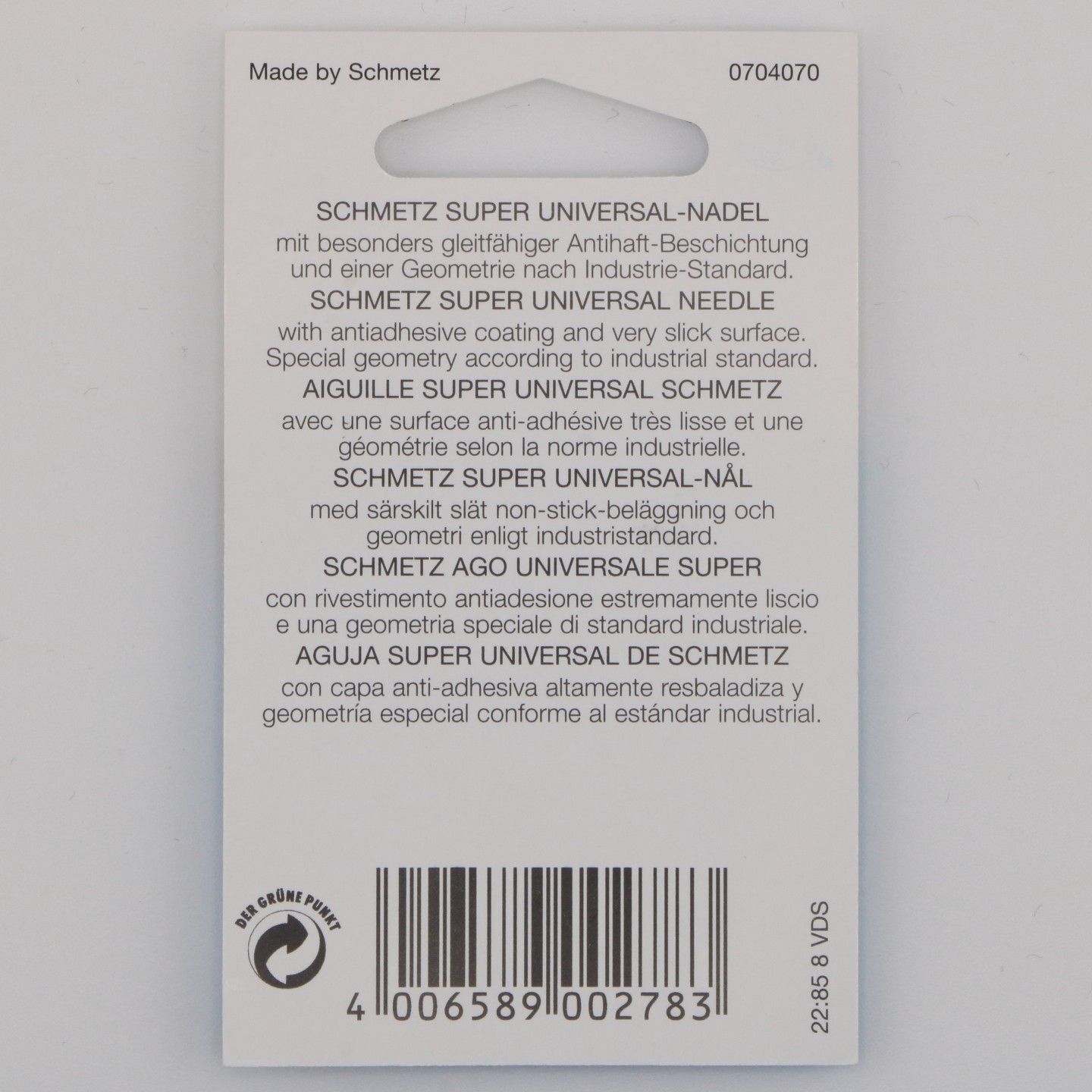 Aiguille Super Universelle NM 90 130/705 SU pour tissus difficiles et matières collantes