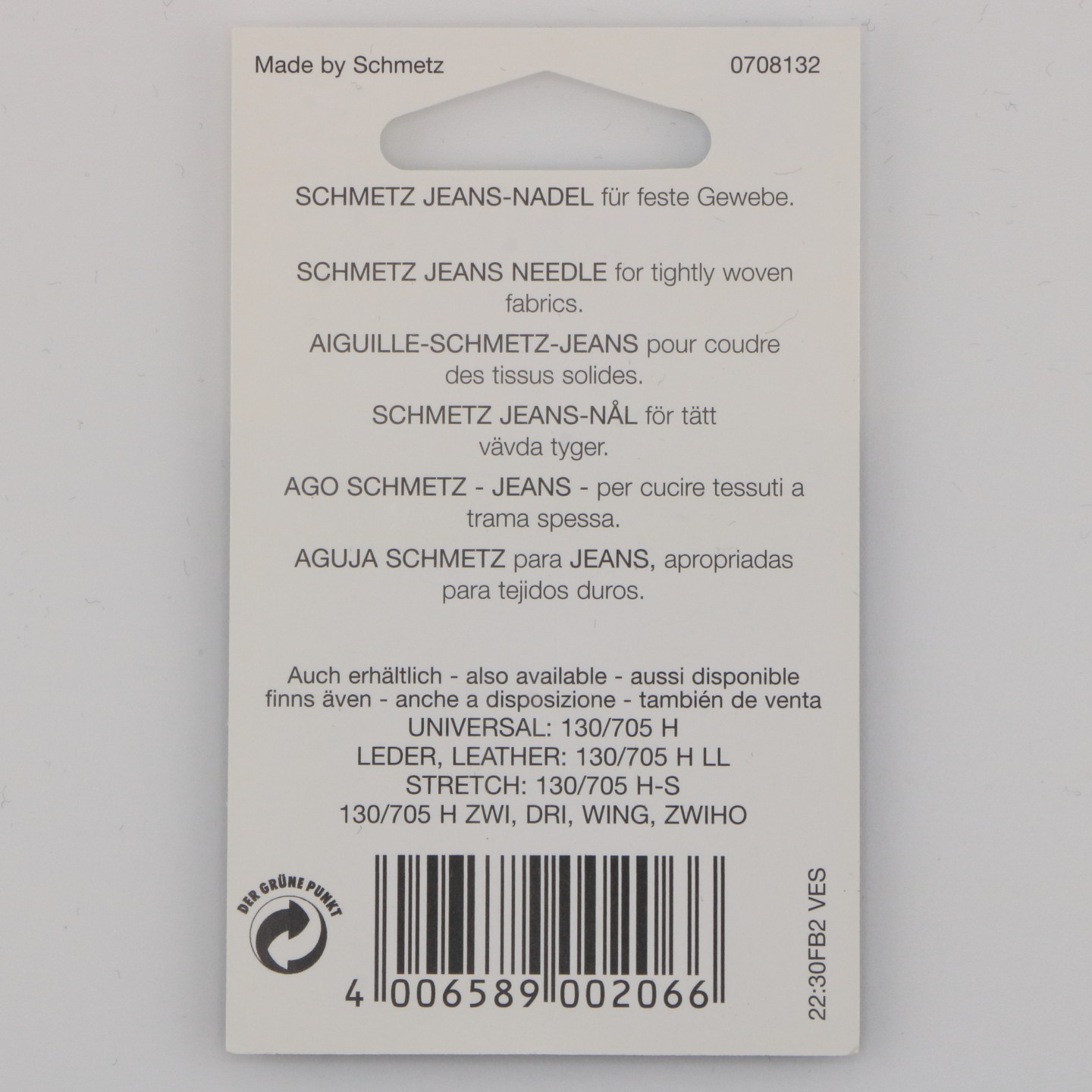 Aiguille Jeans NM 100 130/705 H J pour denim épais et coutures renforcées