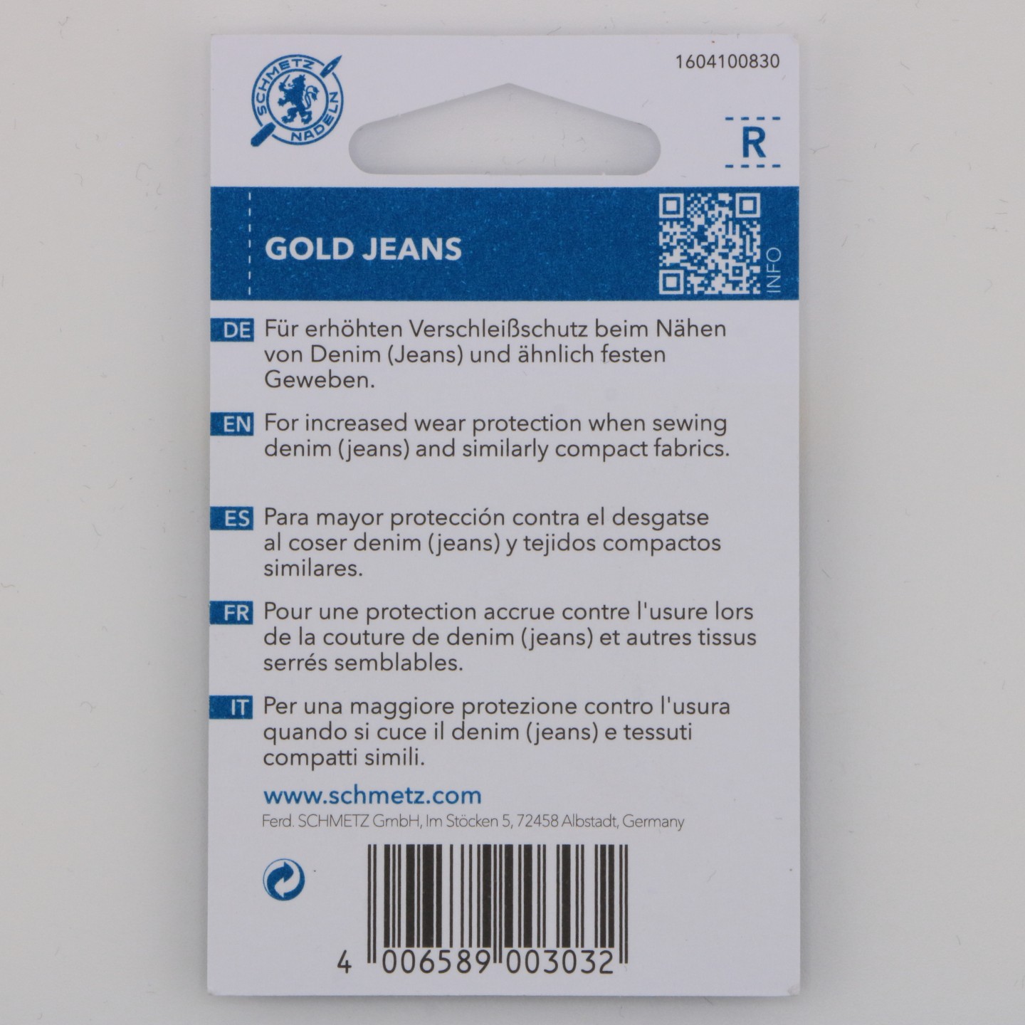 Aiguille Gold Jeans NM 90 130/705 H JT pour denim épais et projets longue durée