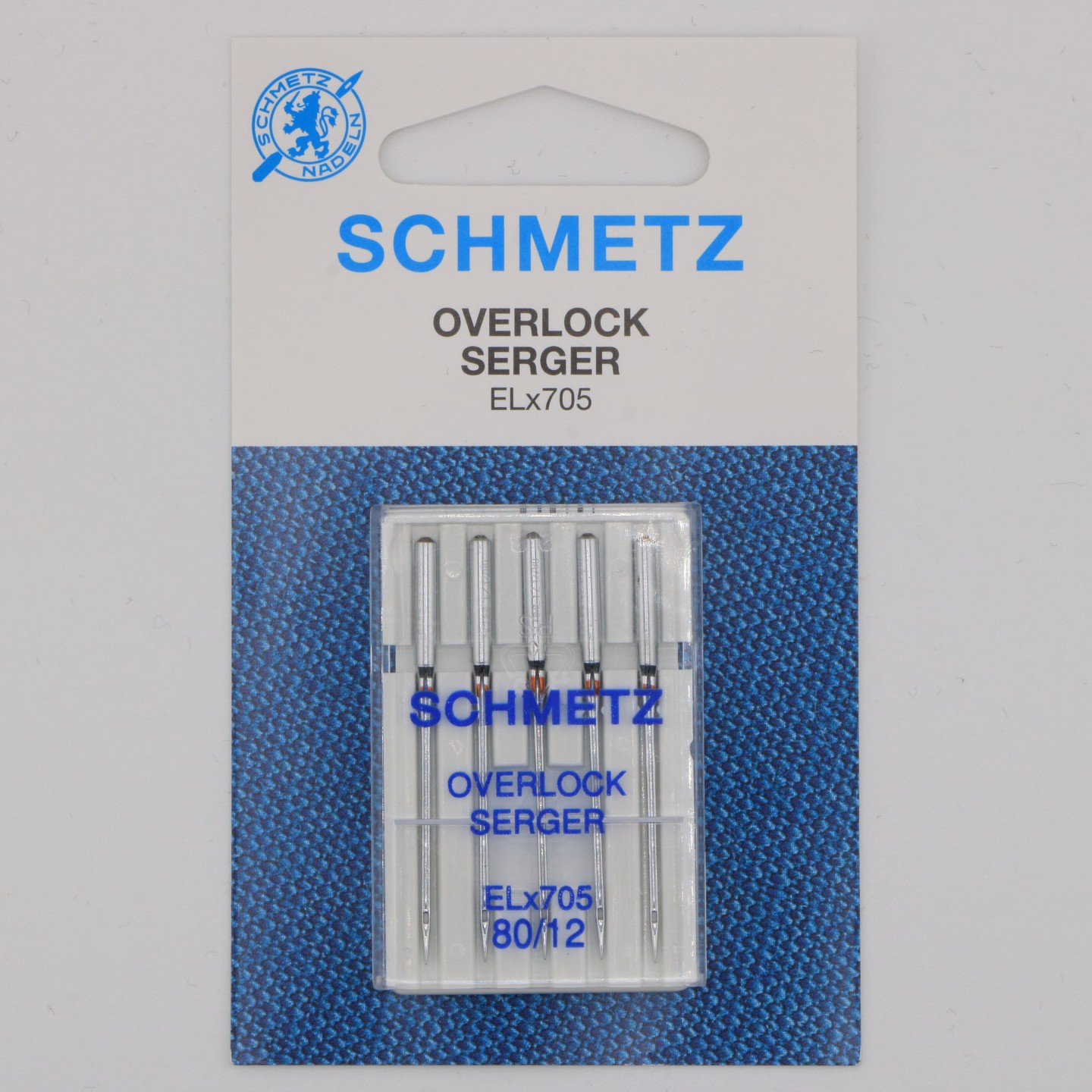 Aiguille Overlock ELx705 NM 80  pour surjeteuses et recouvreuses, id&eacute;ale pour tissus tiss&eacute;s