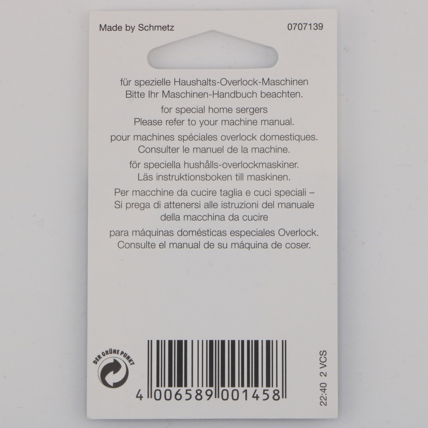 Aiguille Overlock ELx705 NM 80  pour surjeteuses et recouvreuses, id&eacute;ale pour tissus tiss&eacute;s