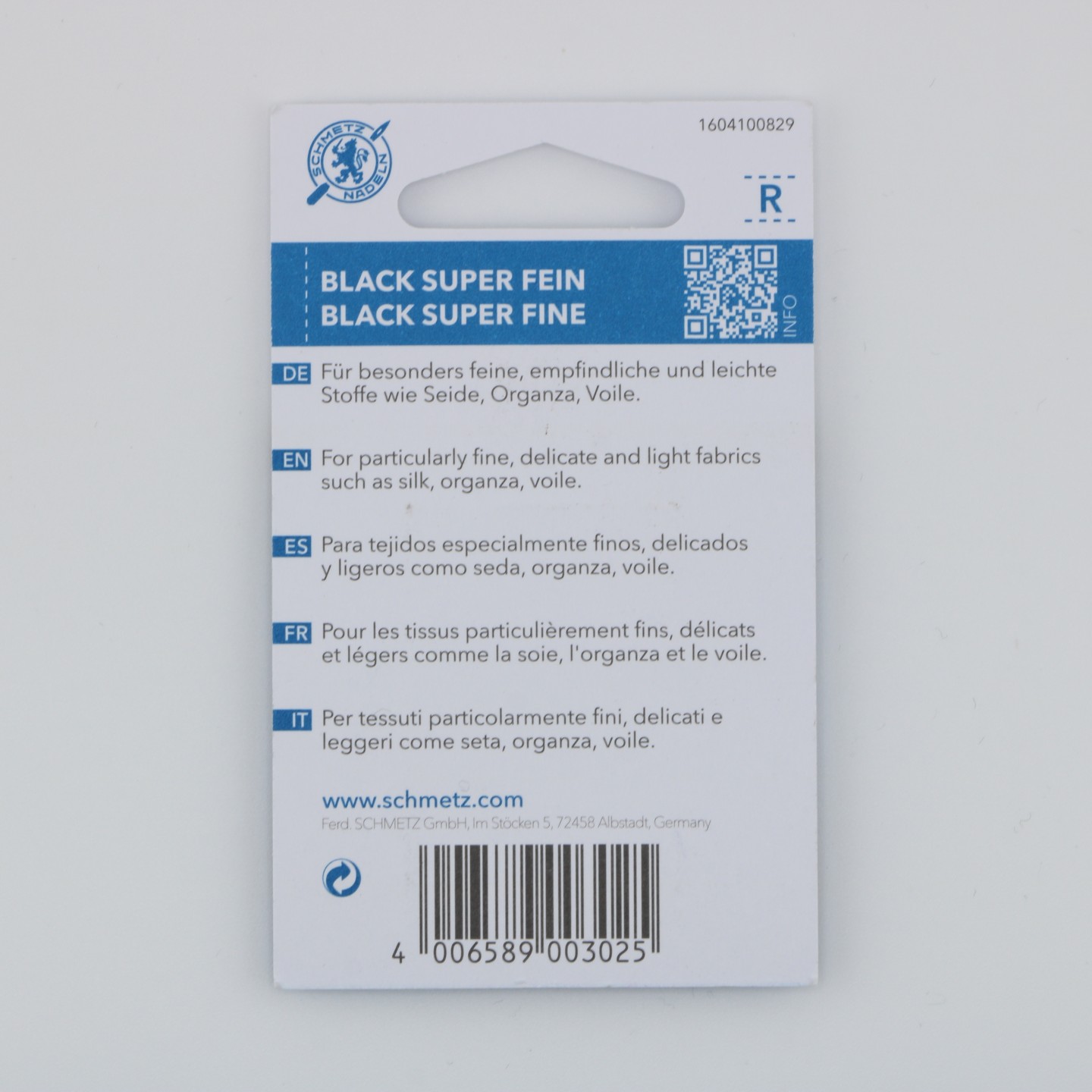 Aiguille Super Fine Black NM 70/10 130/705 H-SU XS