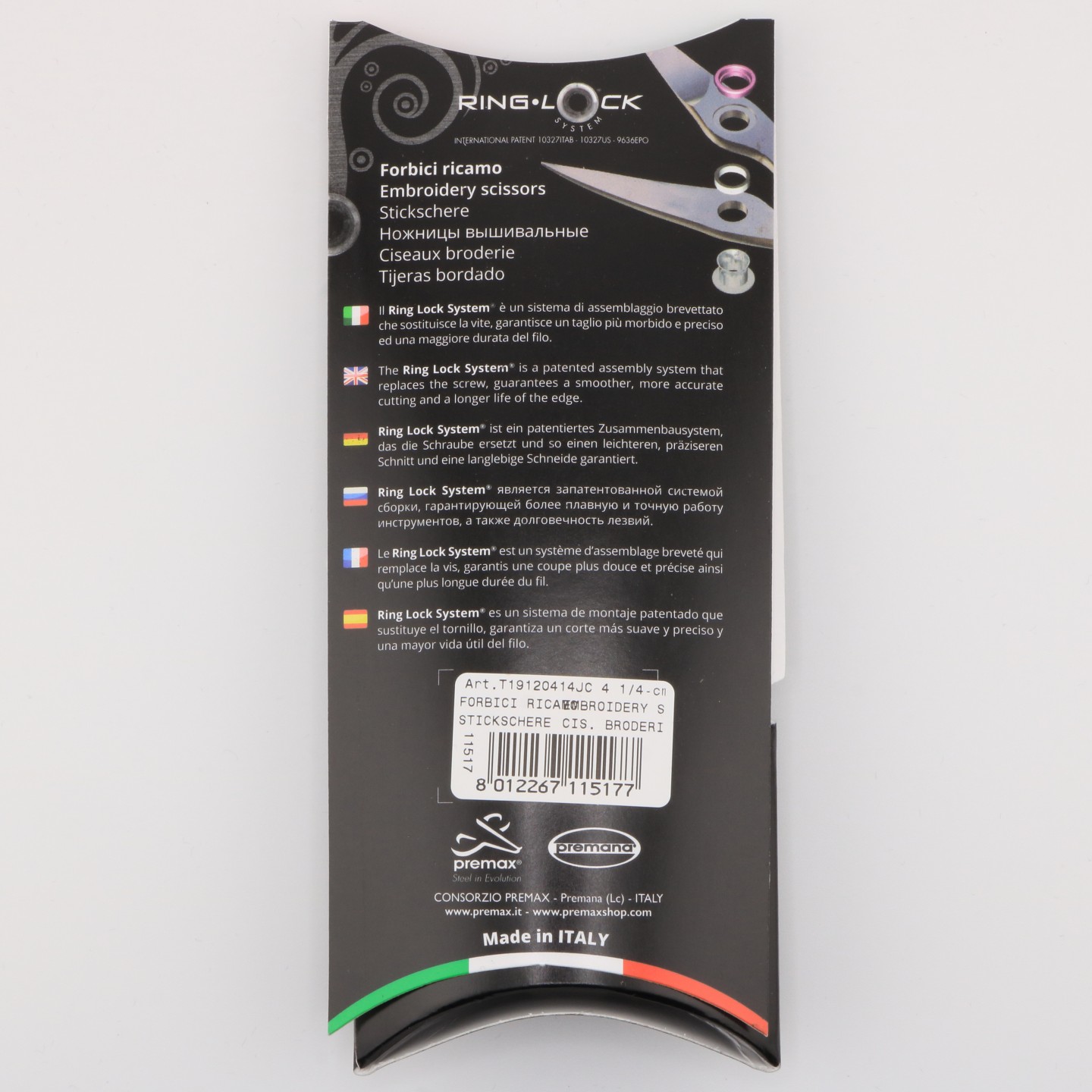 Ciseaux broderie Premax Ring Lock 10,5 cm