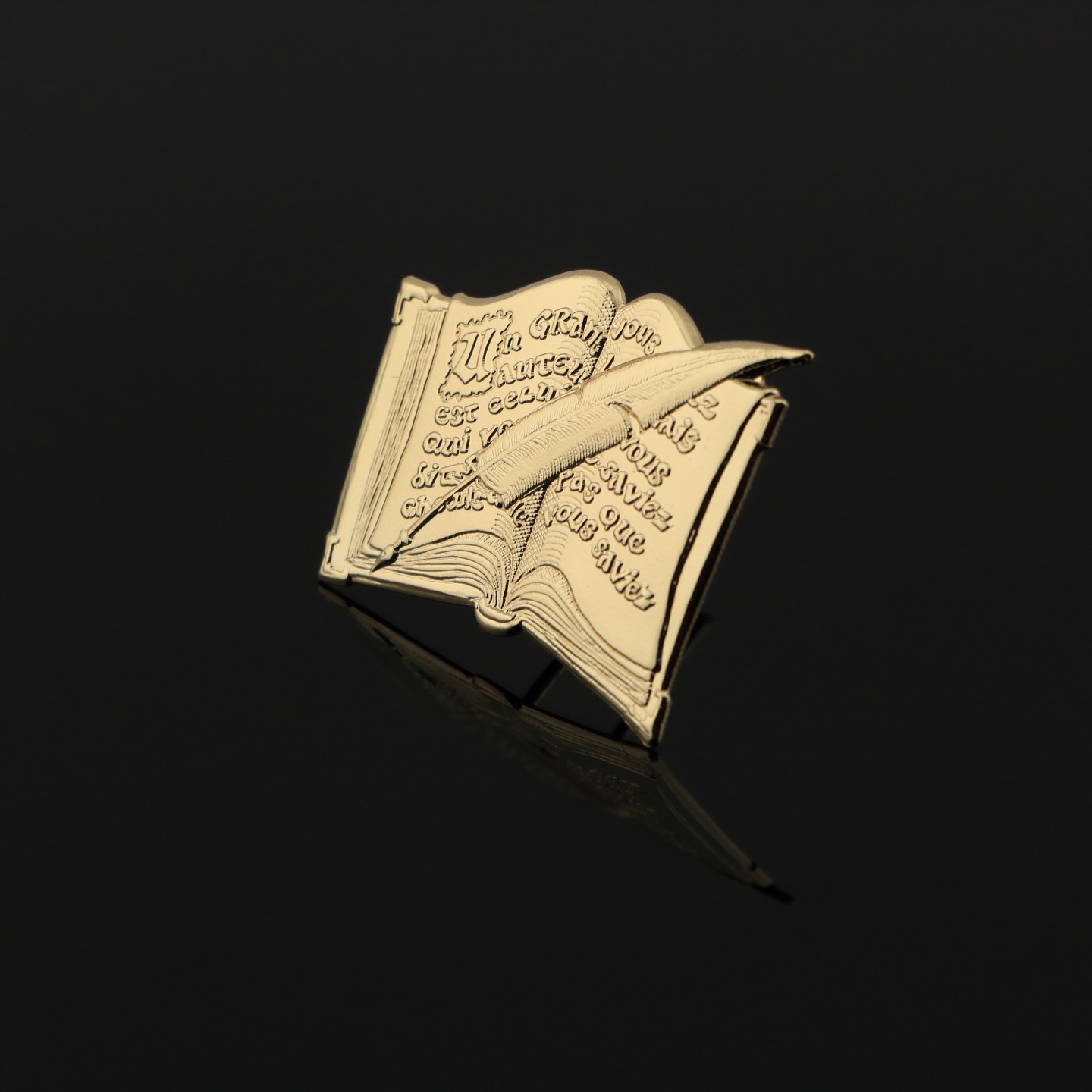 Livre ouvert avec plumes : Étudiant en Lettres & Langues