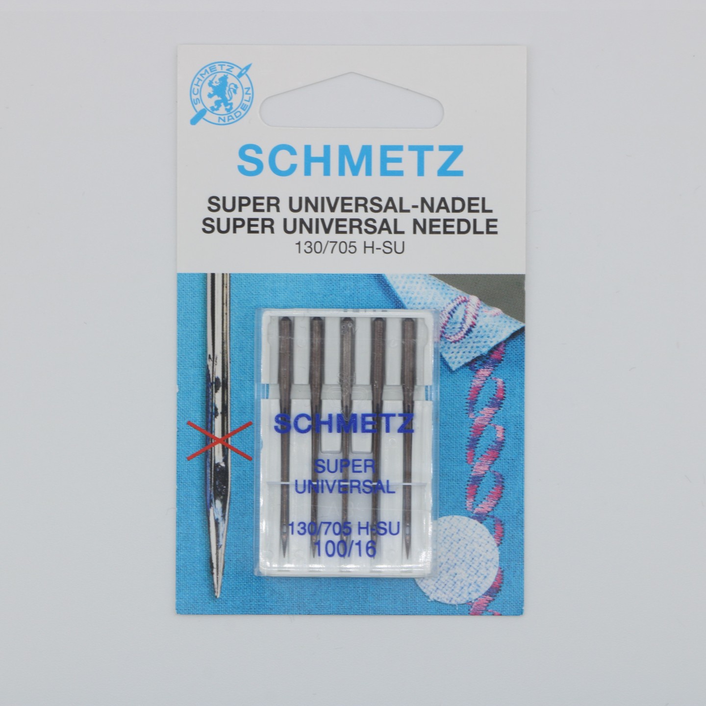 Aiguille Super Universelle NM 100 130/705 SU pour tissus difficiles et matières collantes